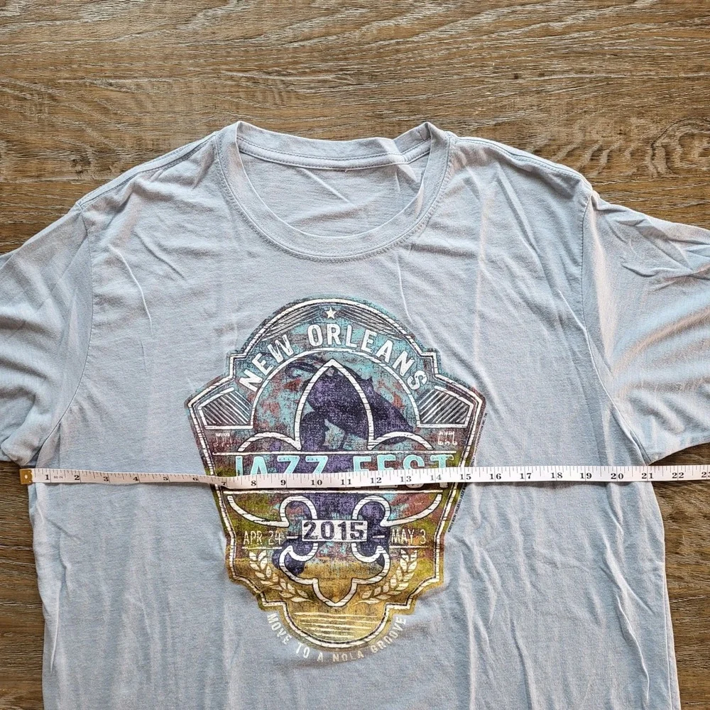 New Orleans Jazz Fest 2015 T-Shirt Mens Large Blue NOLA Heritage Festival Tee